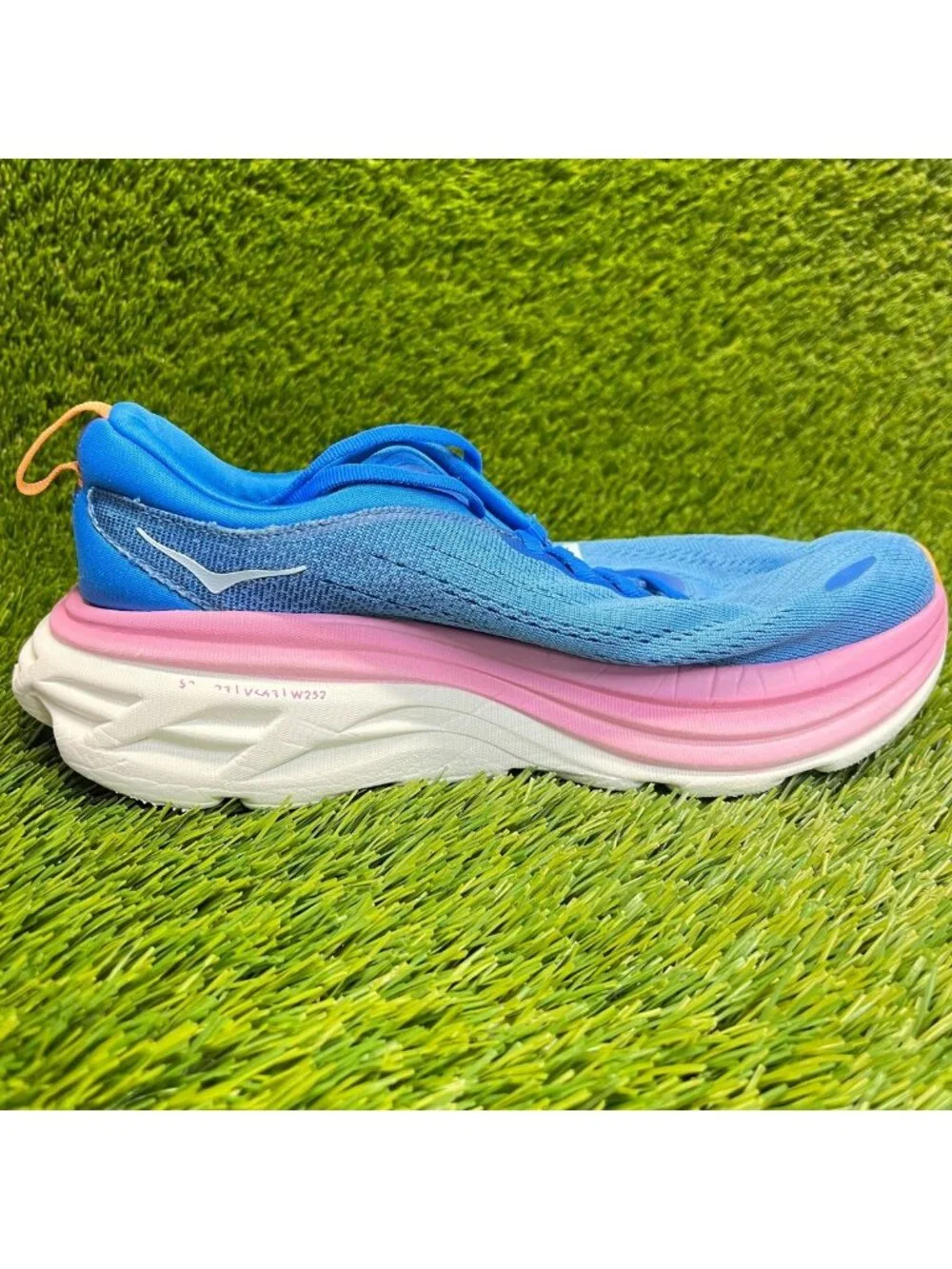 Hoka One One Bondi 8 Womens Size 7D Blue Pink Athletic Running Shoes Sneakers